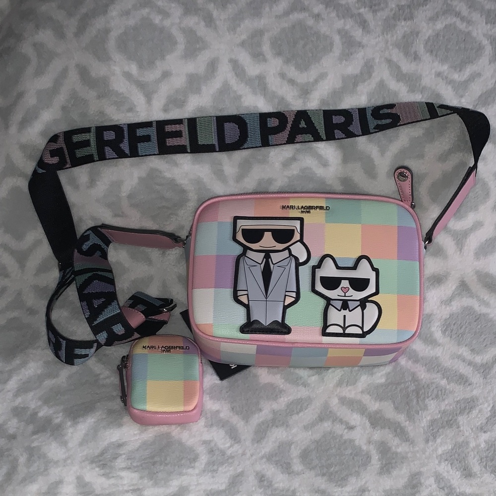 NWT Karl Lagerfeld Maybelle Pastel Checkered Crossbody Bag